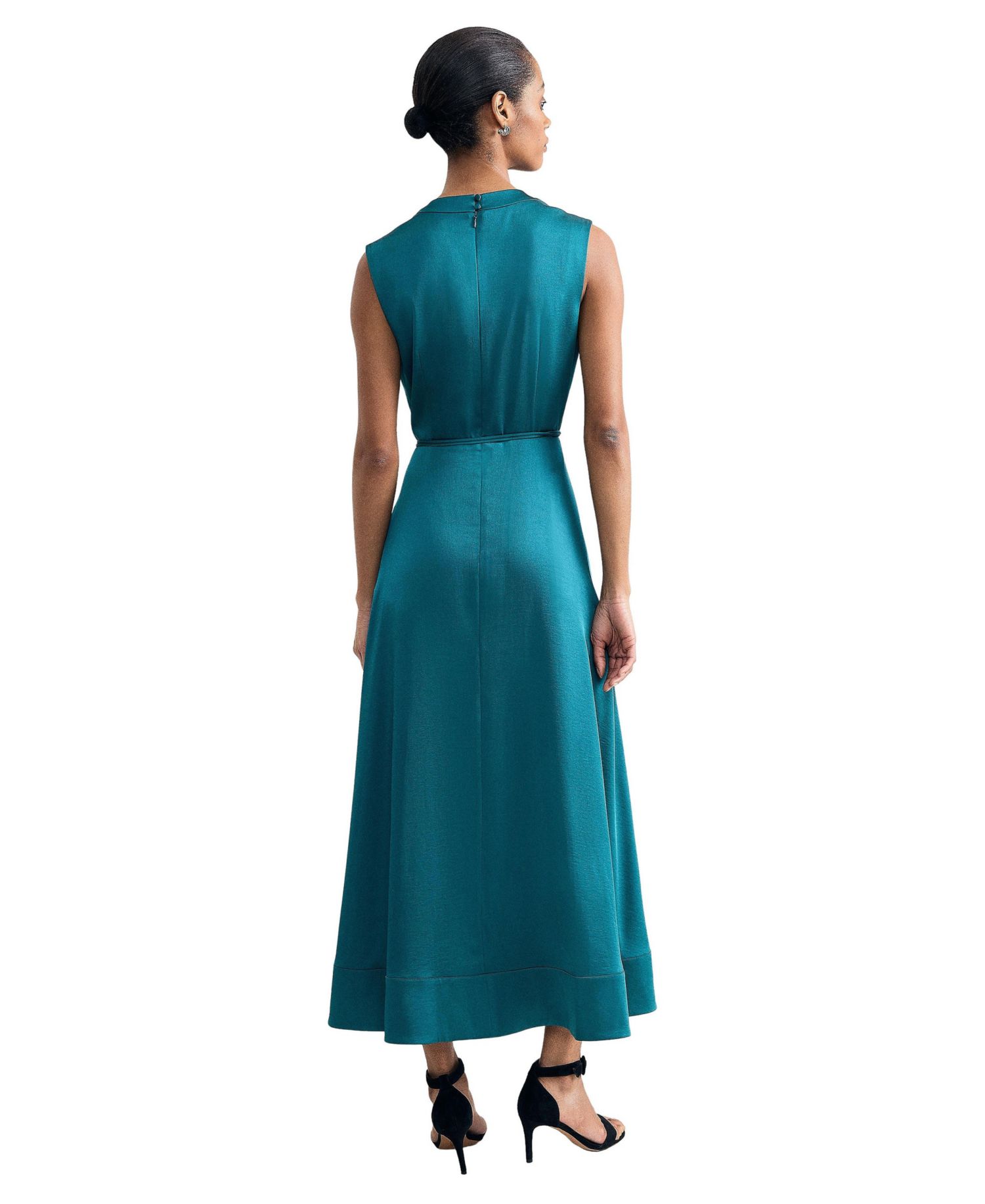 Women's Cowl Neck Belted Midi Dress