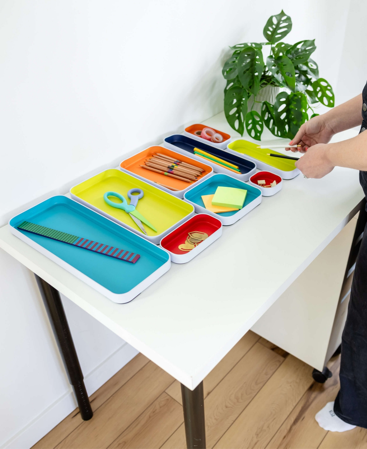 three by three Metal Drawer Organizer Bins, Set of 9