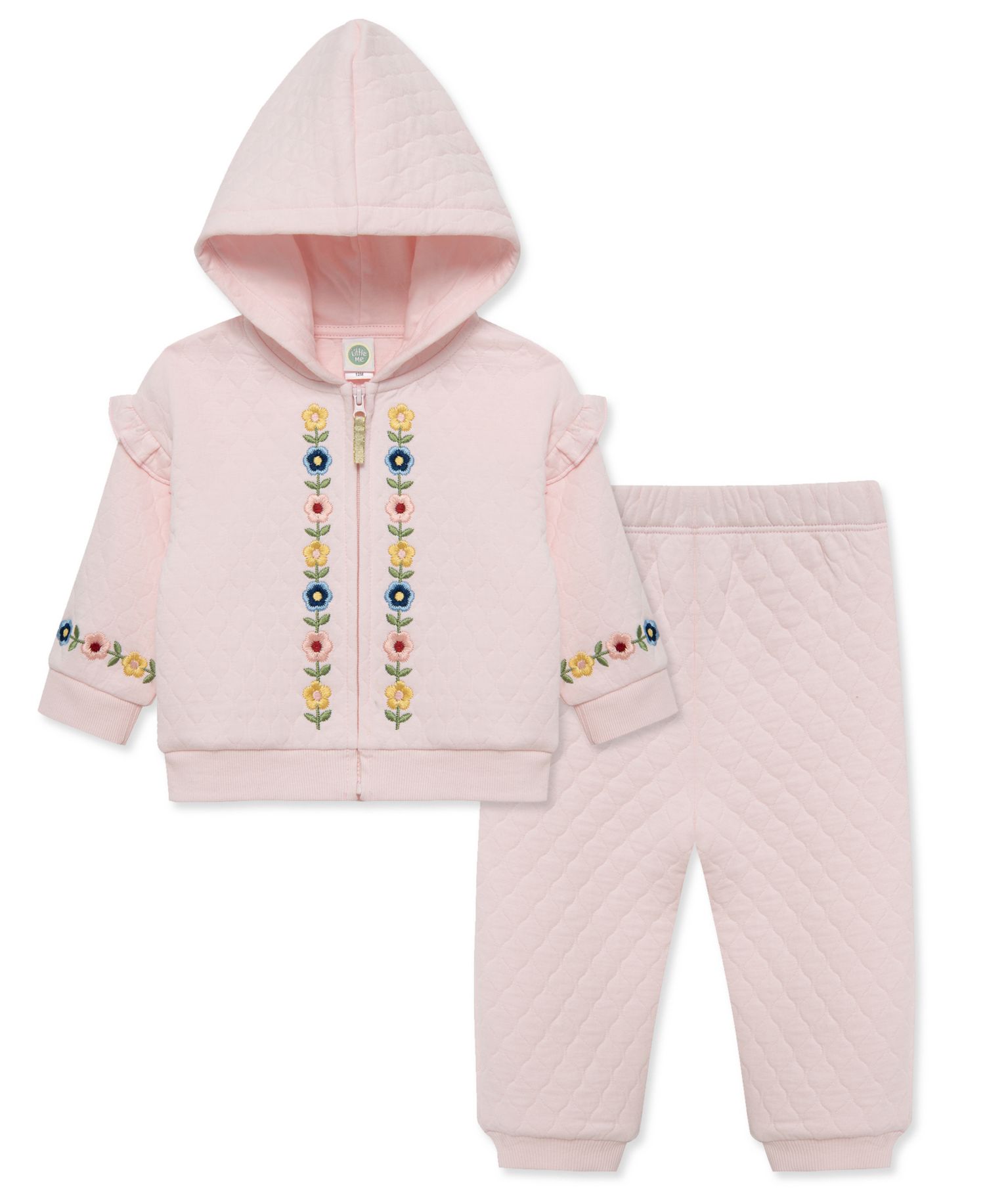 Baby Girls' Embroidered Hoodie and Pants, 2-Piece Set