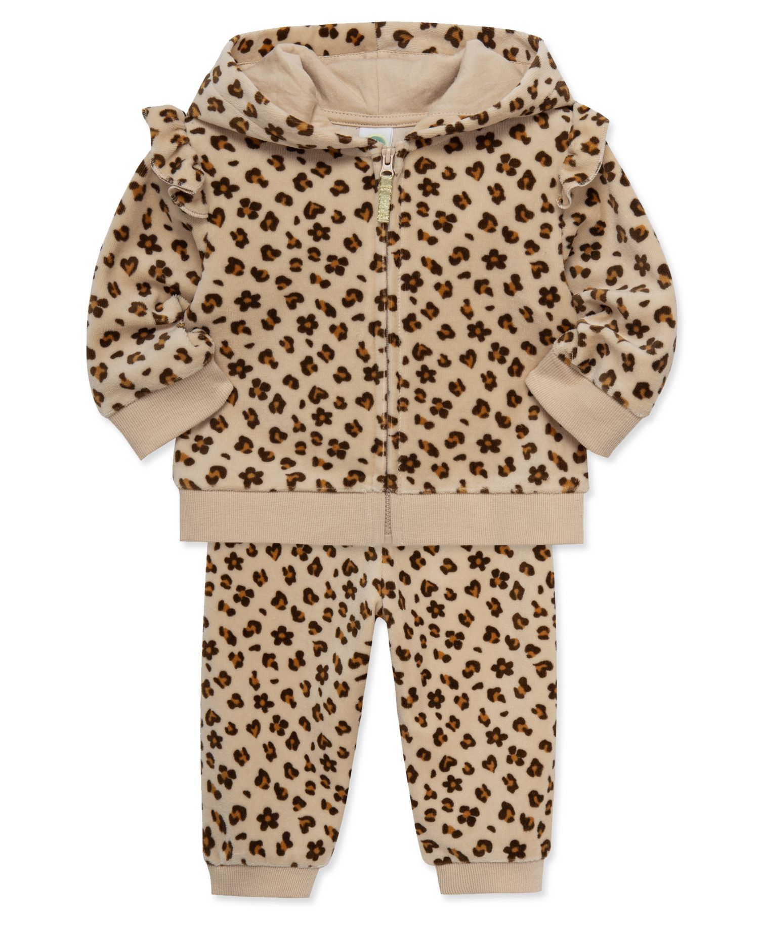 Baby Girls' Leopard Print Hoodie and Joggers, 2-Piece Set