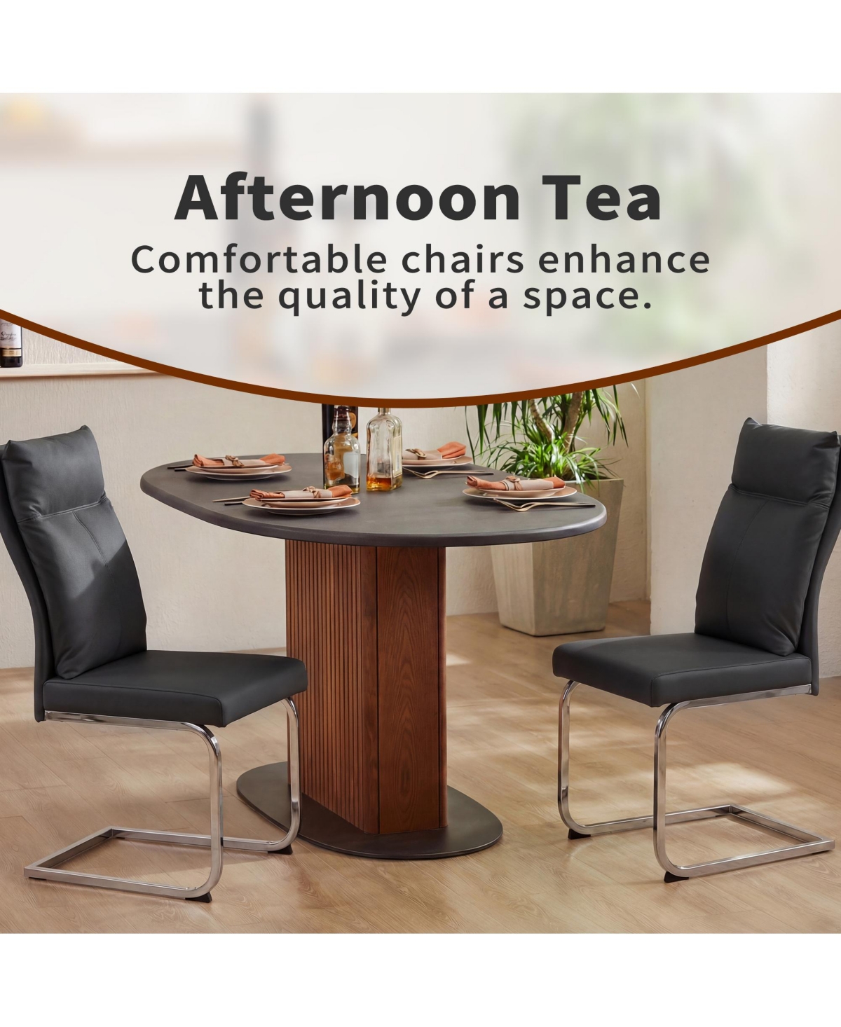 Slickblue Modern Dining Chair Set of 2 with Soft Cushion Backrest and Legs