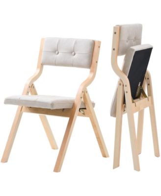 2 Piece Bentwood Folding Dining Chair Set with Padded Seat Cushions and 400 Pound Capacity