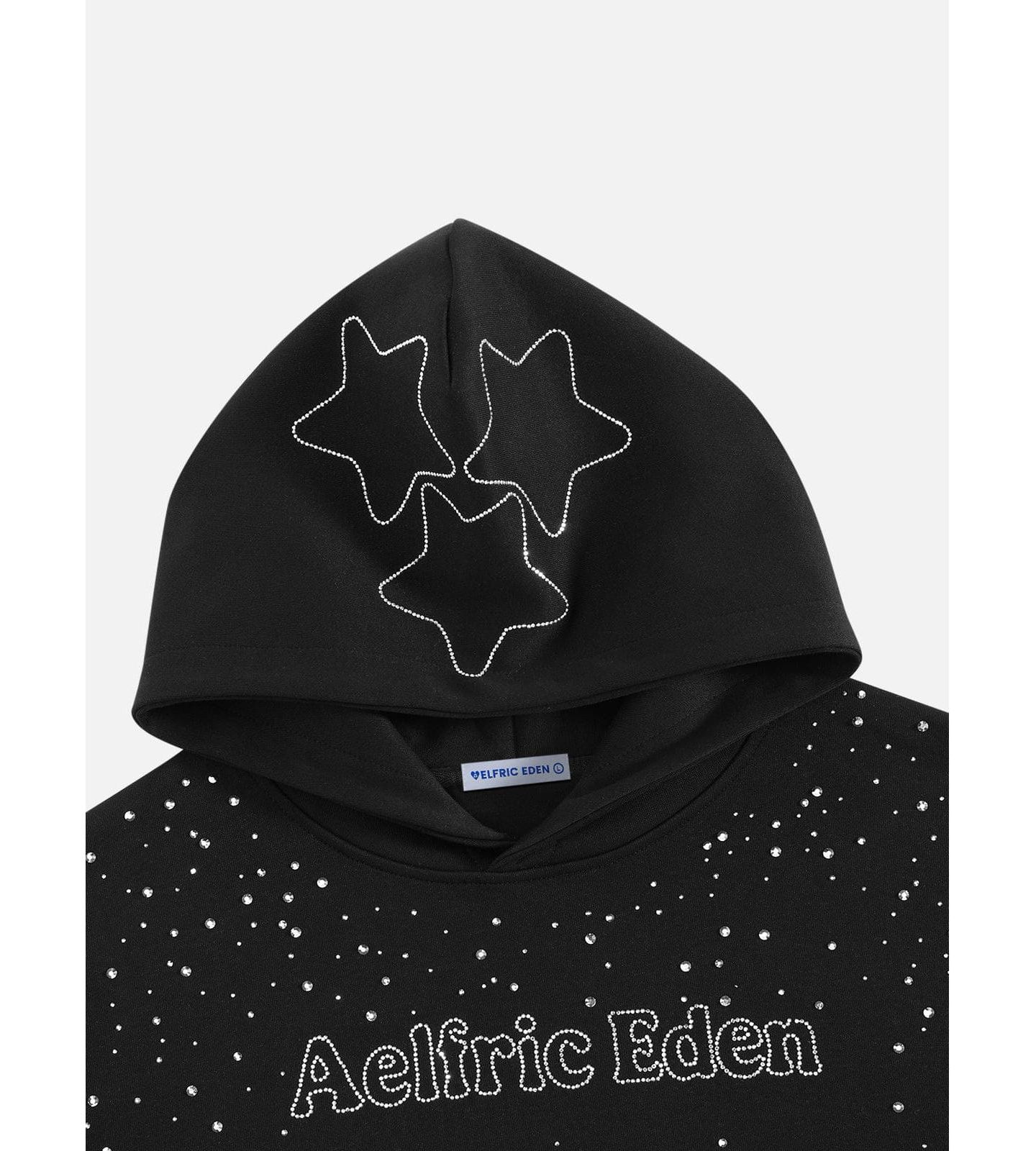 Мужское худи AELFRIC EDEN Boxy Rhinestone Star Pullover, цвет: Чёрный — фото 6