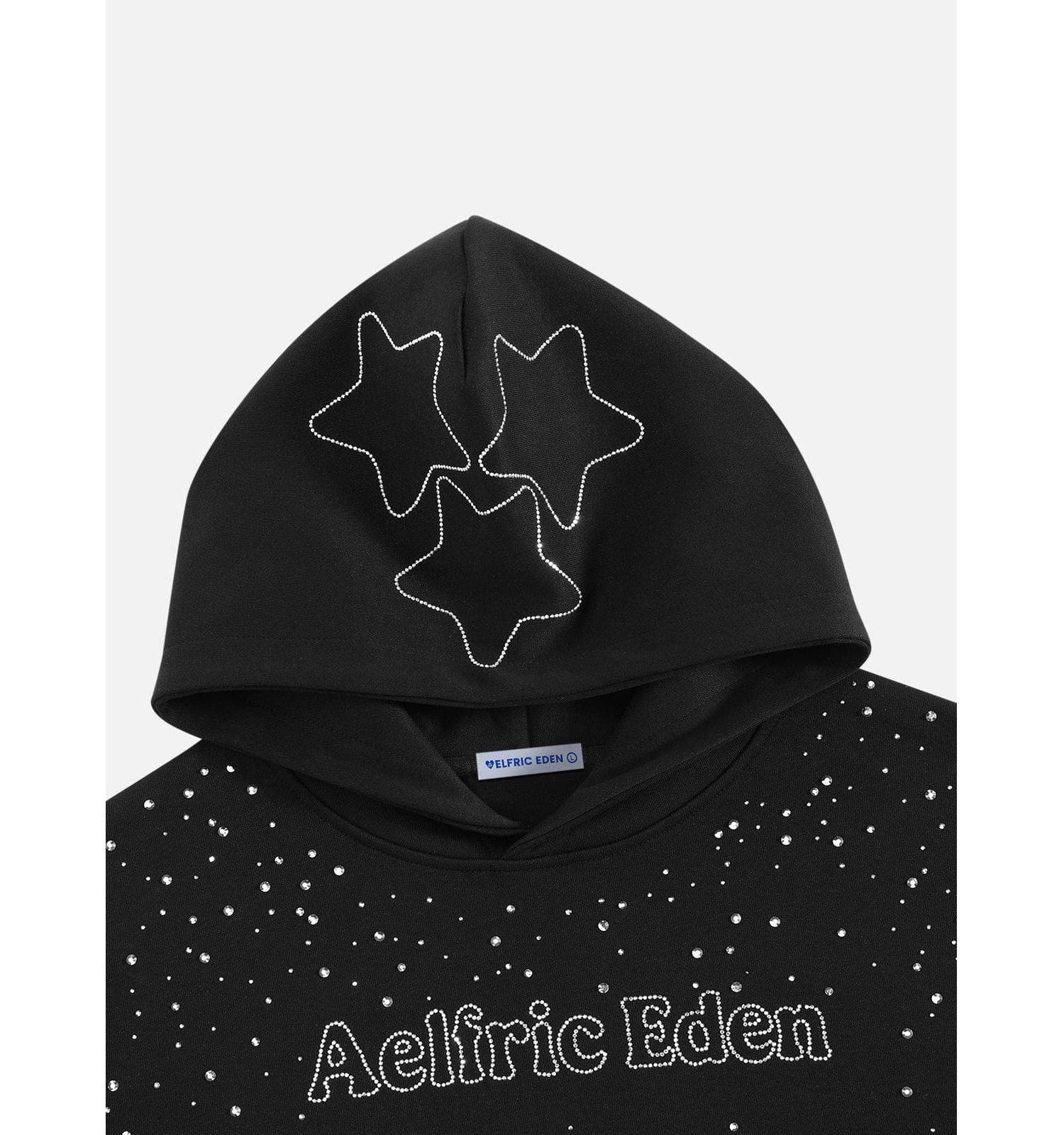 Men's Boxy Rhinestone Star Pullover Hoodie
