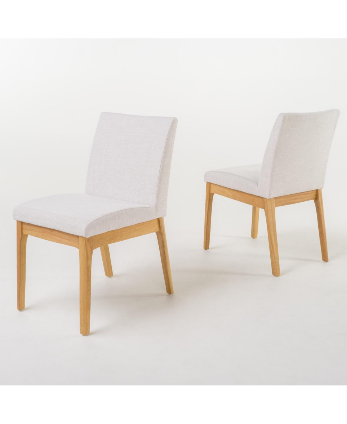 Flynama Set of 2 Contemporary Armless Rubberwood Dining Chairs, 300 Lbs Weight Capacity - Light beige