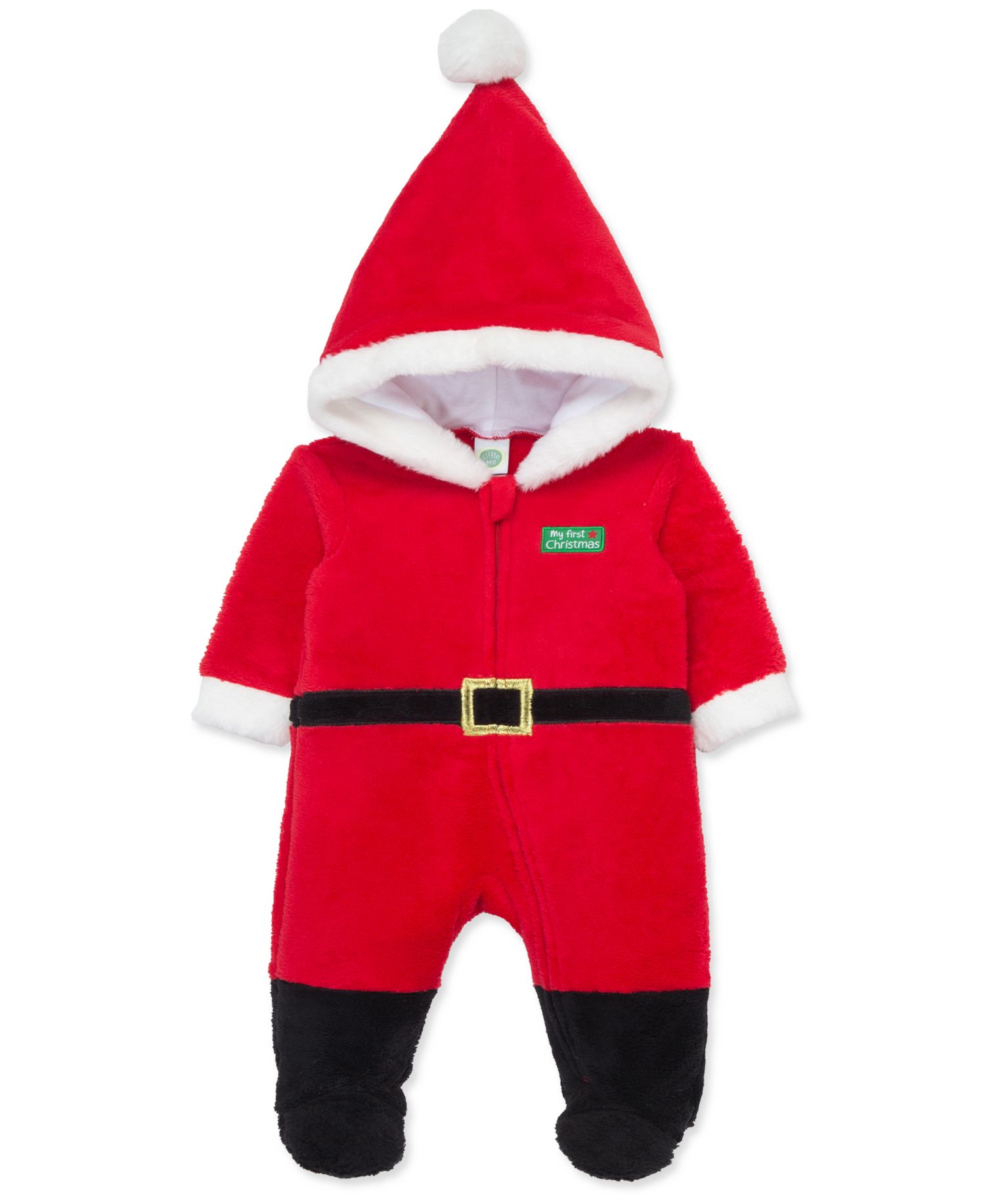Baby Boy' Santa Minky Velour Footed Coveralls
