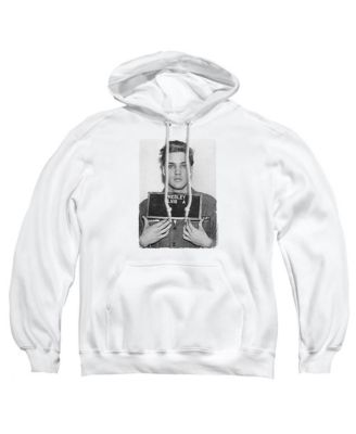 Men's Army Mug Shot Graphic Kangaroo-Pocket Cotton-Polyester Blend Pullover Hoodie