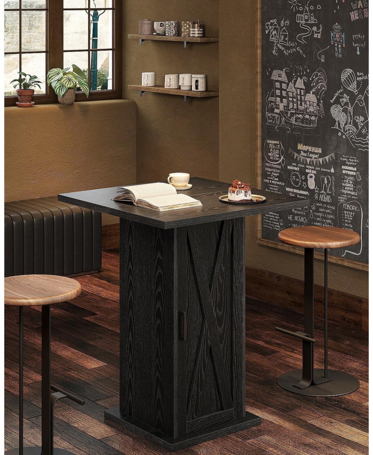 Tribesigns Bar Table, 39.4" H Square High Top Pub Table