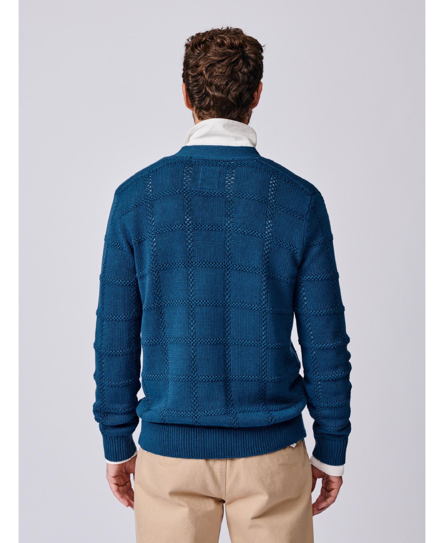 Men's Rainham Checked V-Neck Regular-Fit Cardigan