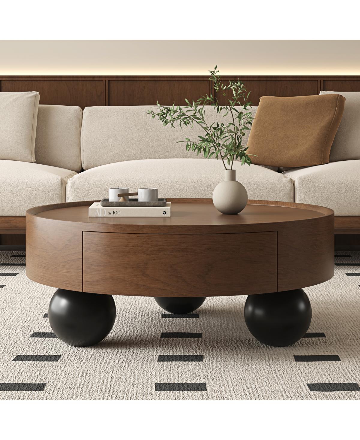 Streamdale Furniture Round Coffee Table with Storage and Feet