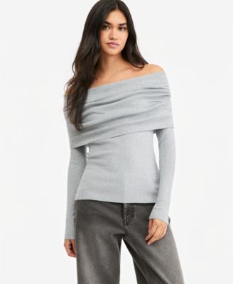 Women's Off-the-Shoulder Lightweight Fitted Sweater