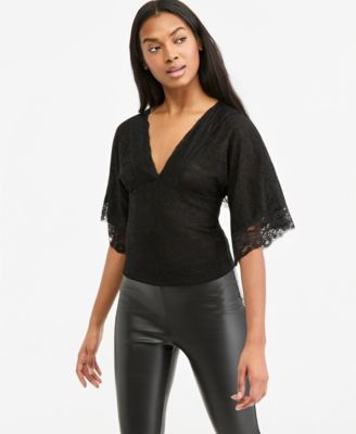 Women's Dolman-Sleeve V-Neck Lace Blouse