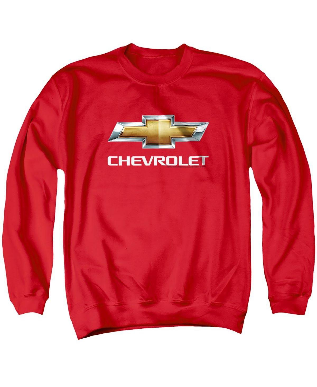 Corvette Men's Chevrolet Chevy Bowtie Stacked Long-Sleeve Graphic Crewneck Sweatshirt - Red