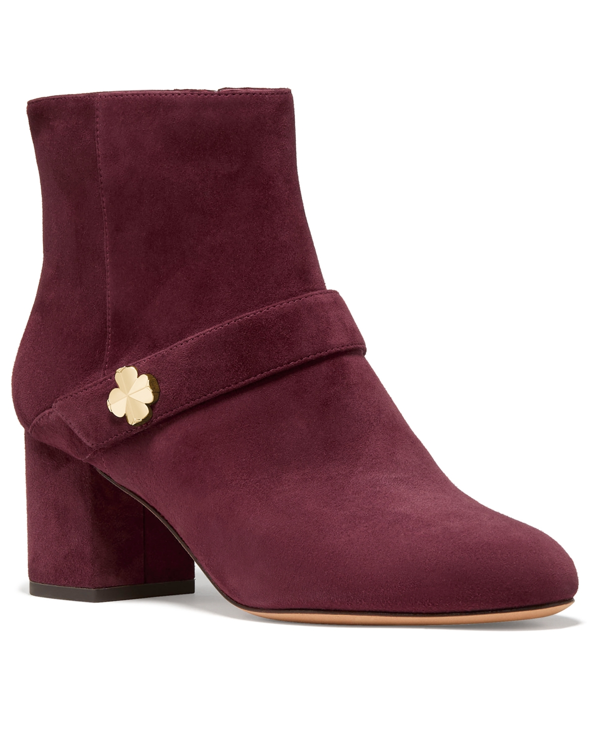 kate spade new york Women's Decorative Flower Block Heel Ankle Booties - Cherry Juice Suede