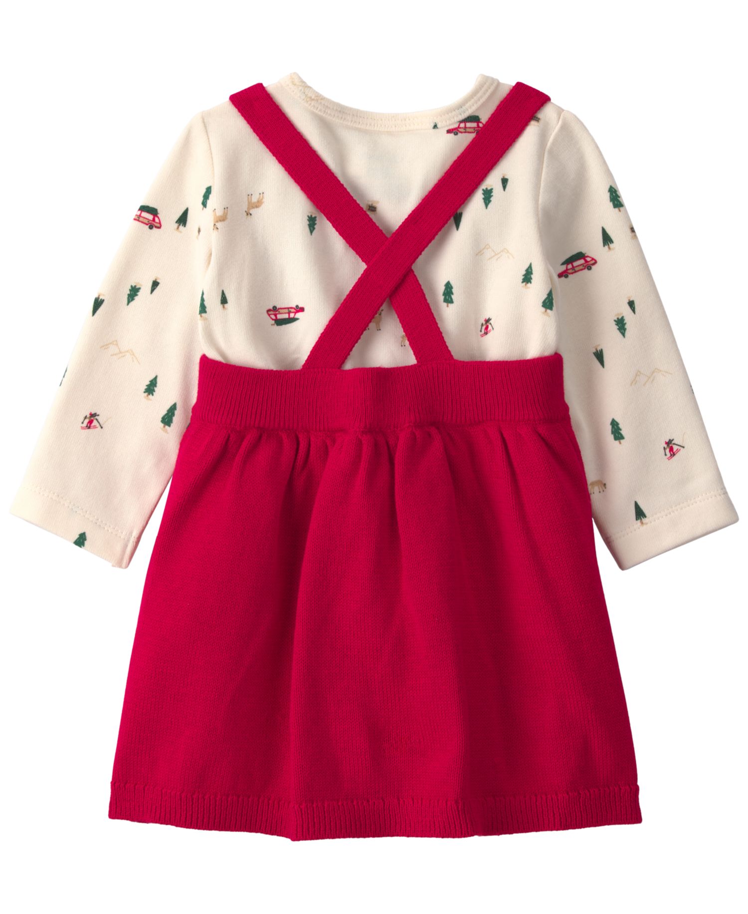 Baby Girls' Christmas Tree Crewneck T-Shirt, Dress and Tights, 3-Piece Set