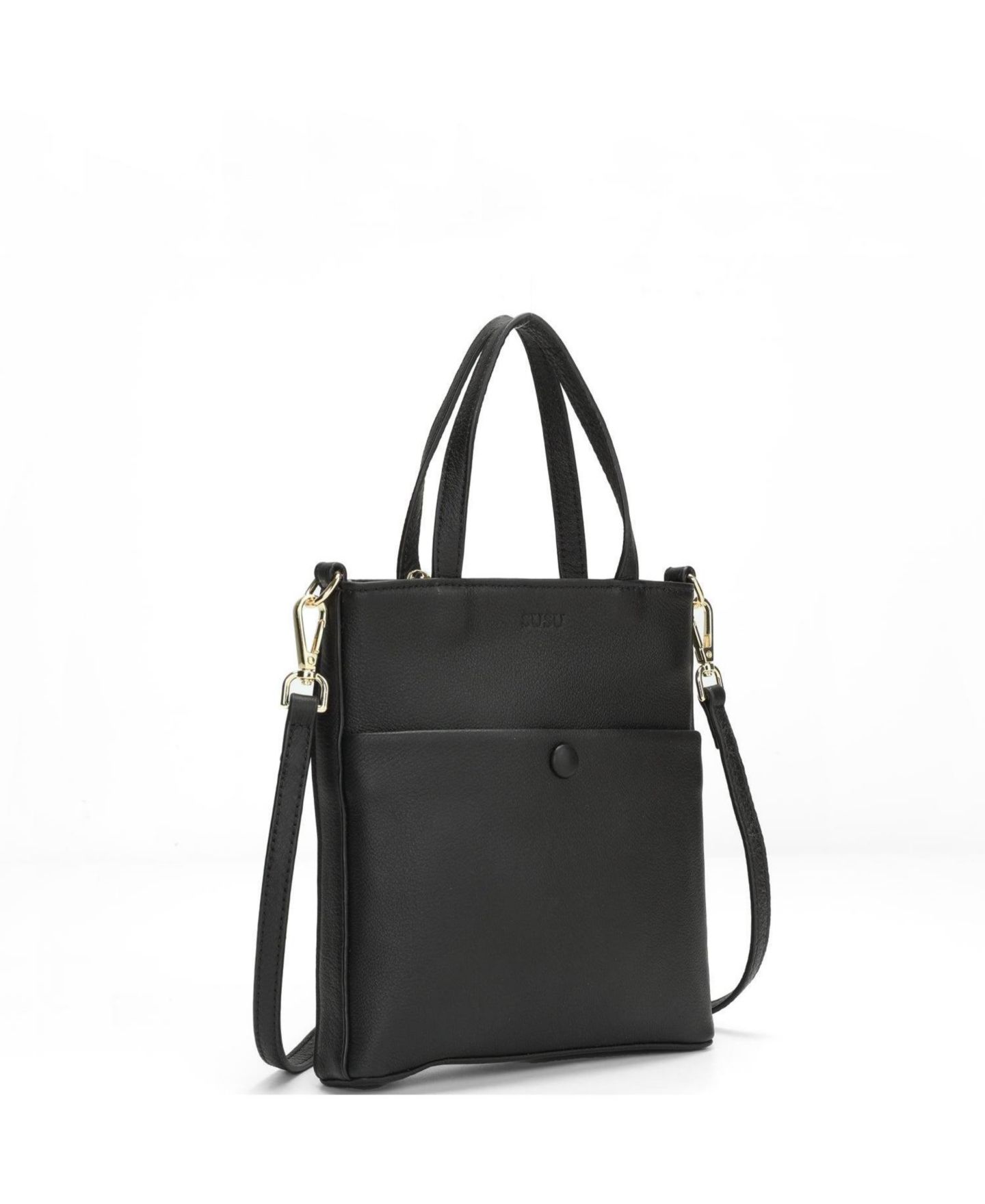 Женская сумка SUSU Genuine Leather Small Crossbody Messenger for Women, Mini Top Handle Purse with Adjustable Shoulder Strap and Front Pocket, цвет: Чёрный — фото 3