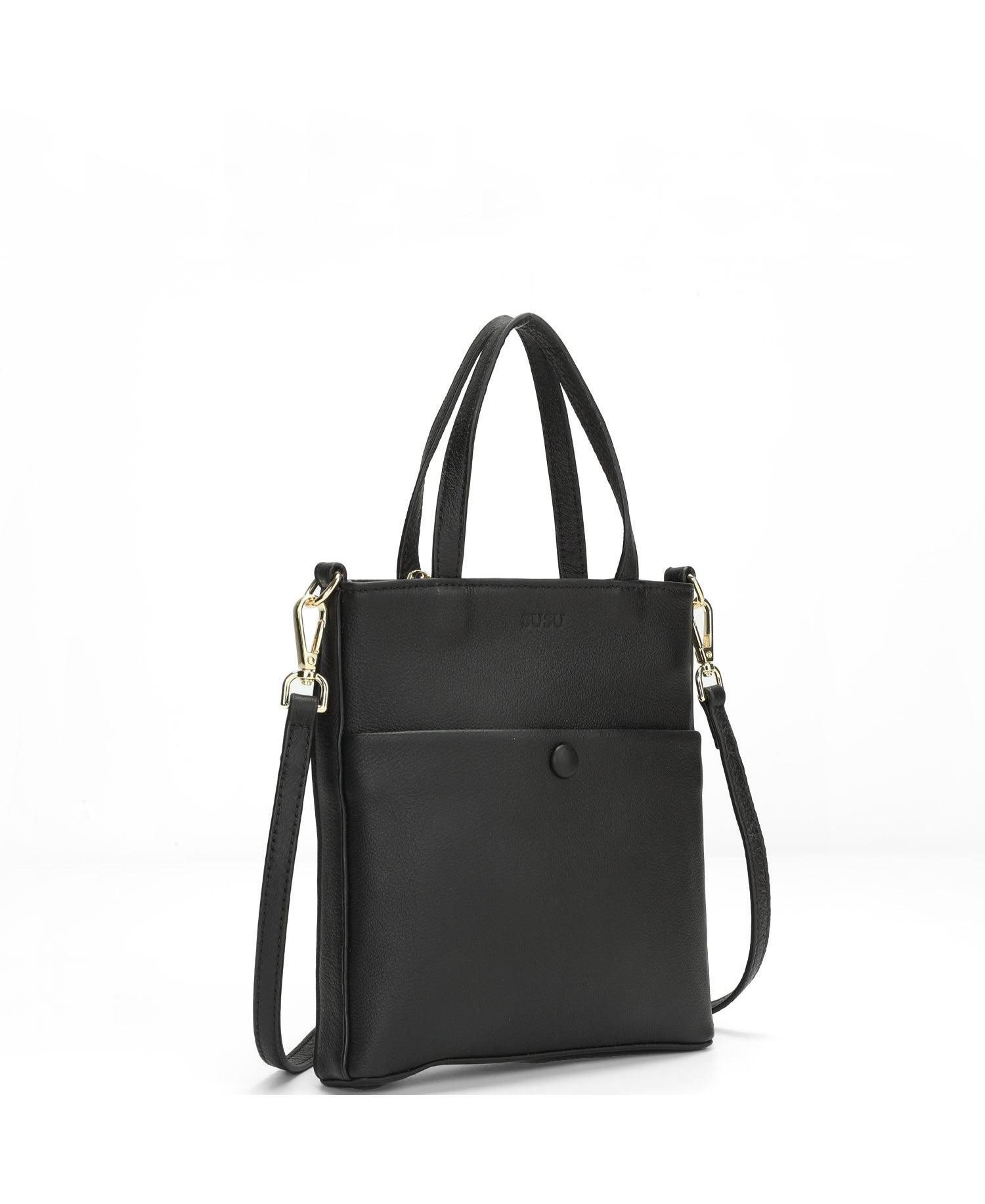 Genuine Leather Small Crossbody Messenger Bag for Women, Mini Top Handle Purse with Adjustable Shoulder Strap and Front Pocket