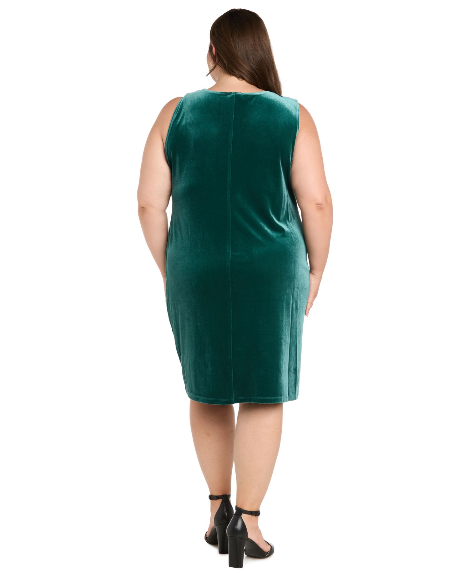 Plus Size Velvet Beaded Crewneck Dress and Jacket, 2-Piece Set