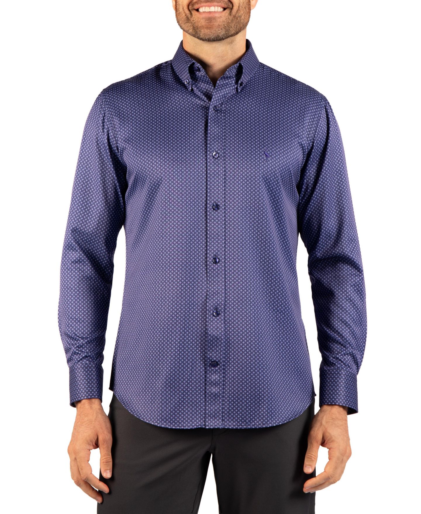 Мужская рубашка Tailorbyrd Diamond Printed Performance, цвет: Тёмно-синий — фото 1