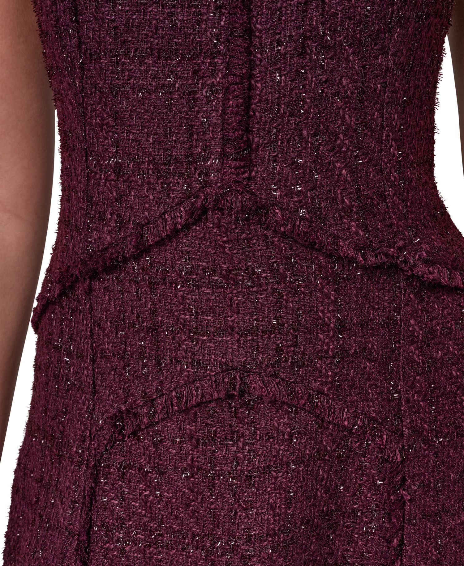 Women's Textured Tweed A-Line Crewneck Midi Dress