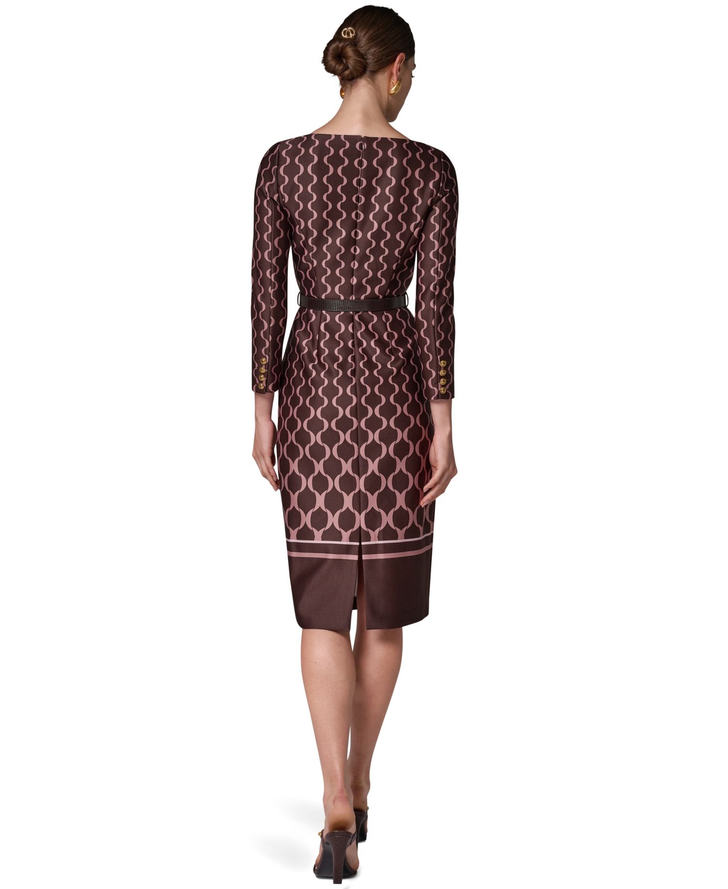 Women's Boat Neck Long-Sleeve Midi Dress