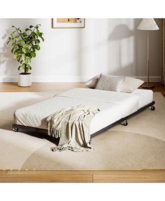 TWIN Metal Sofa Bed with Pull Out Lower Bed, LED Light Daybed Frame for Kids Bedroom Living Room Guest Room (Only the Bed Below)