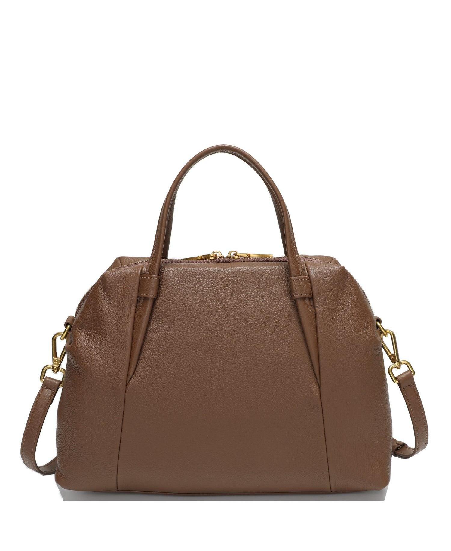 Ava Pebbled Leather Satchel Bag for Women Top Handle Crossbody Purse Structured Medium Everyday Tote with Shoulder Strap