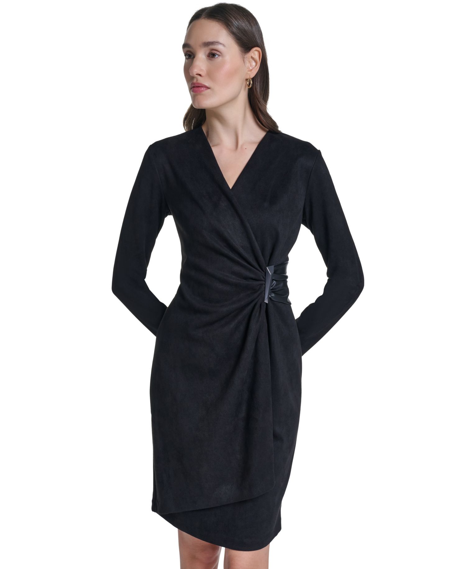 Women's Long-Sleeve Wrap Sheath Dress