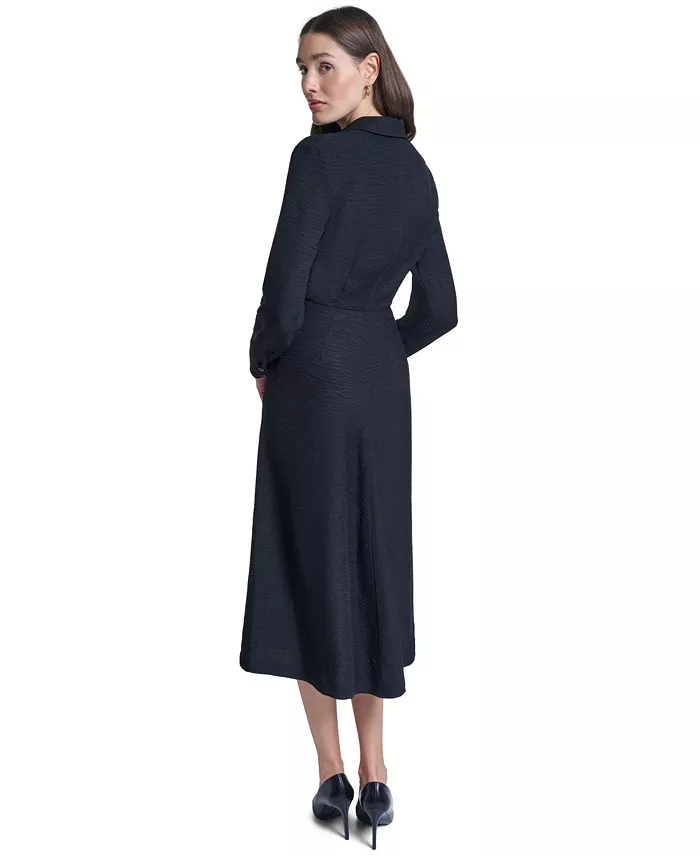 Women's Collared V-Neck Front-Twist Midi Dress - thumbnail 4