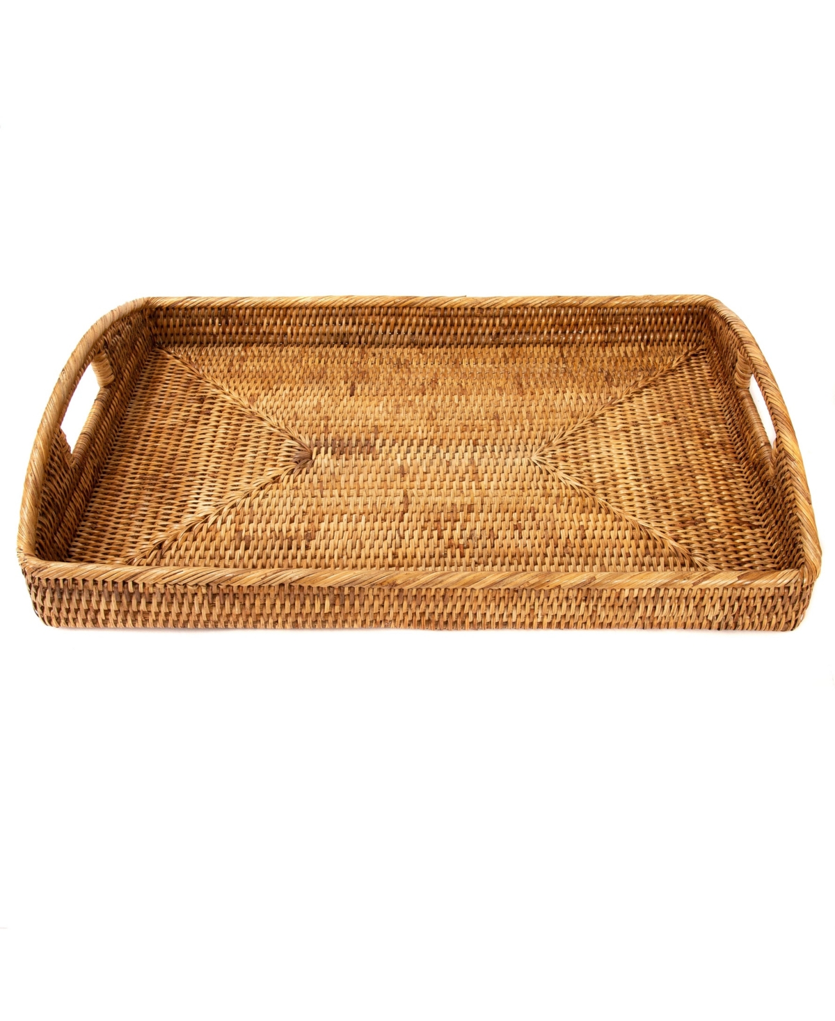 Artifacts Trading Company Rattan Rectangular Serving Tray With High Handles