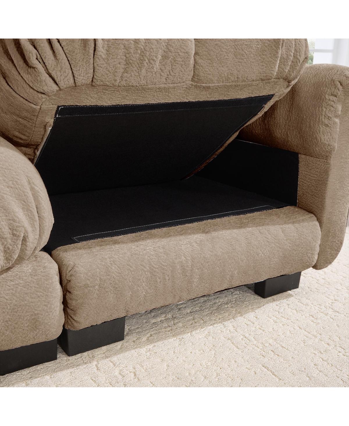 Clihome Oversize Chenille L-Shaped Sofa,Deep Seat Sofa Couch with Movable Ottoman