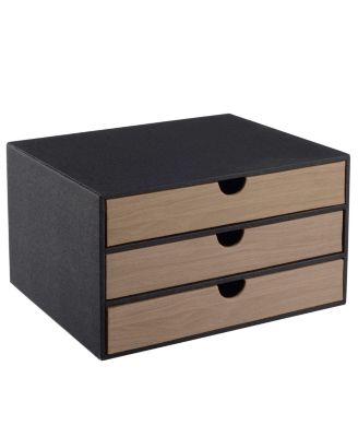 Faux Leather Stackable Drawer Organizer Desk File Storage For Home Office Supplies