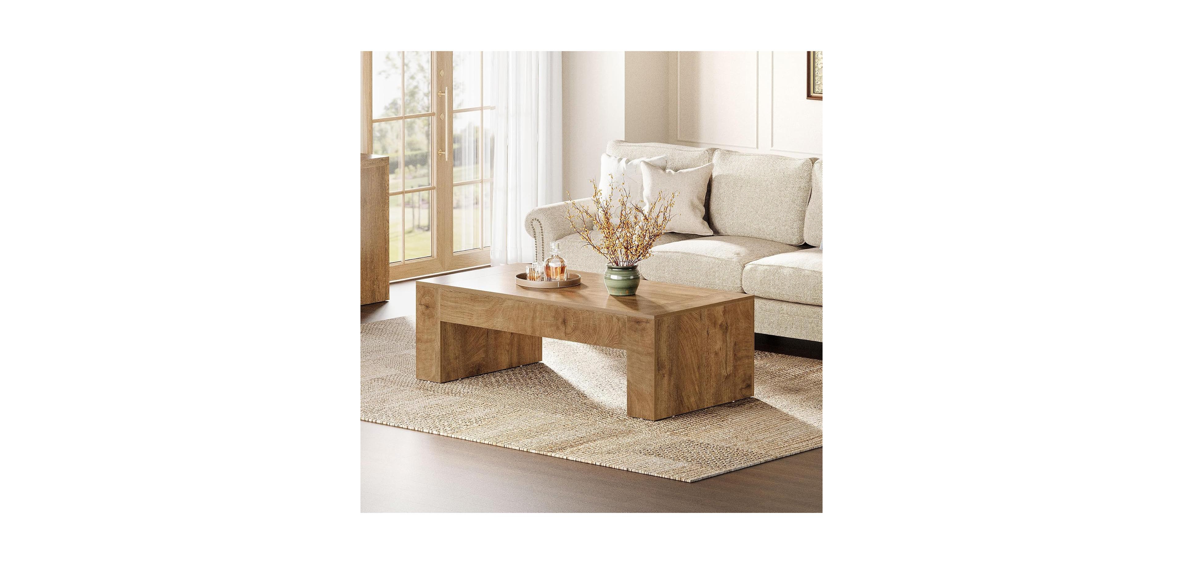 Tribesigns Coffee Table for Living Room,51-Inch Farmhouse Center Table