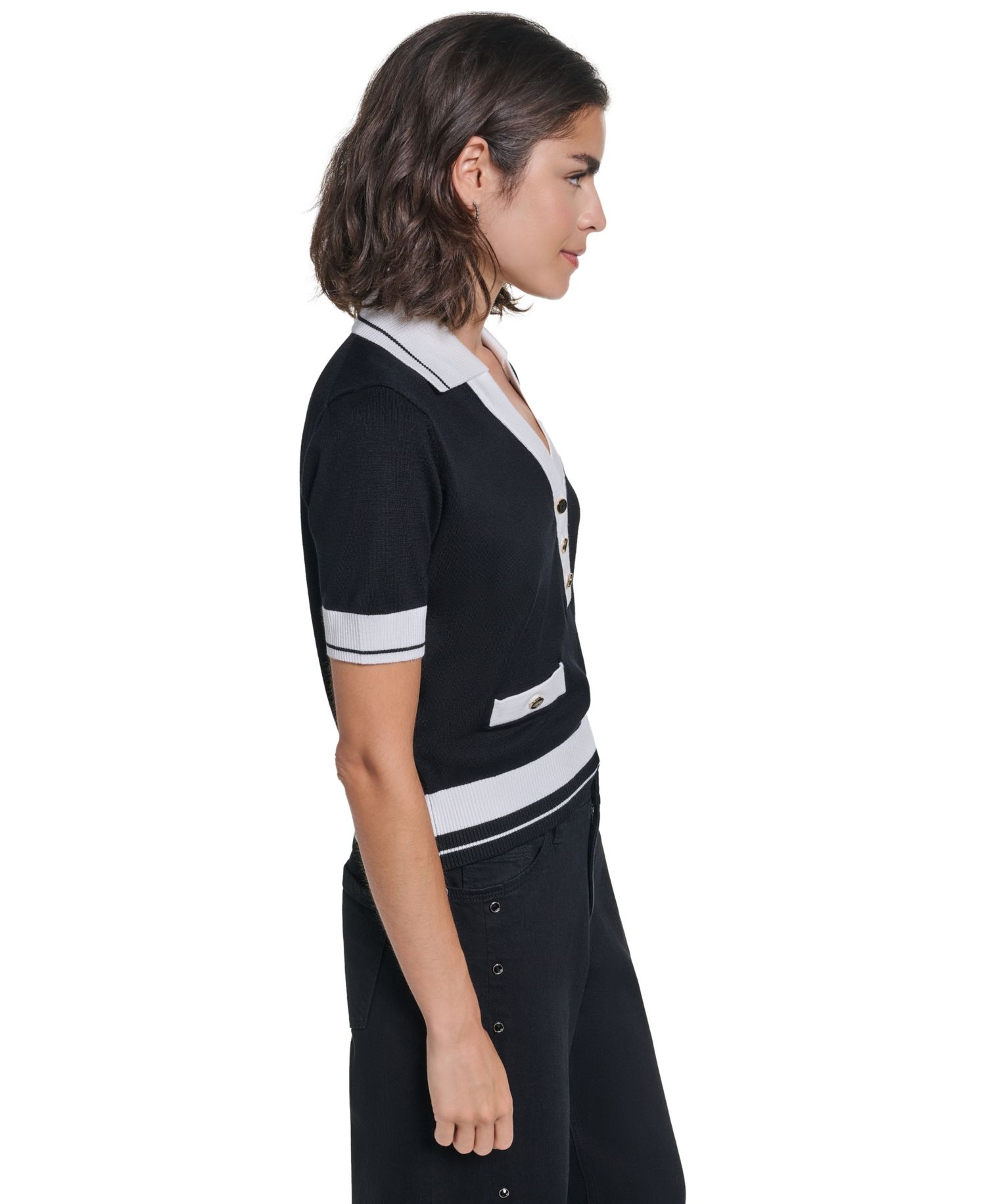 Women's Short-Sleeve Collared Sweater