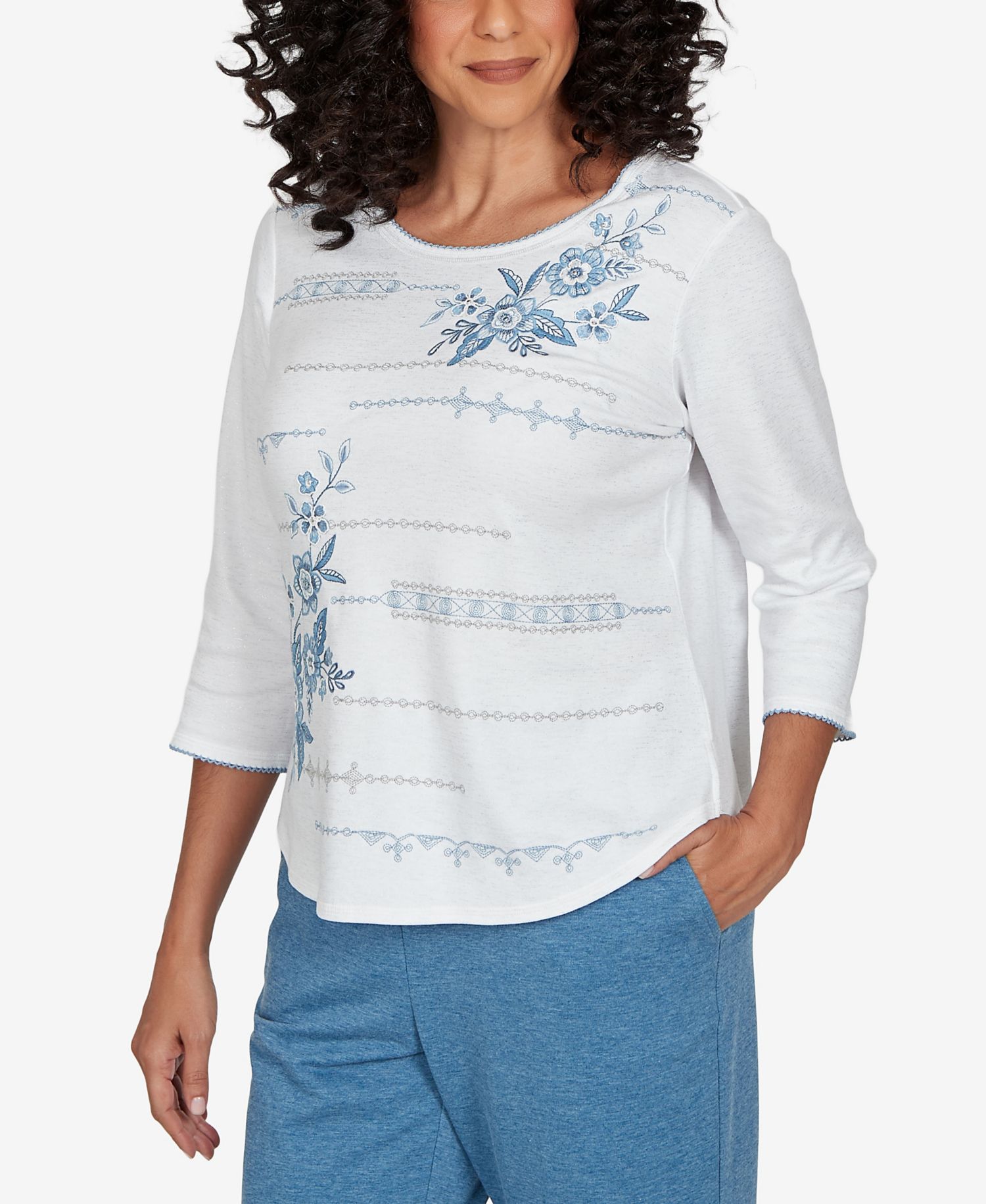 Petite Floral 3/4-Sleeve T-Shirt
