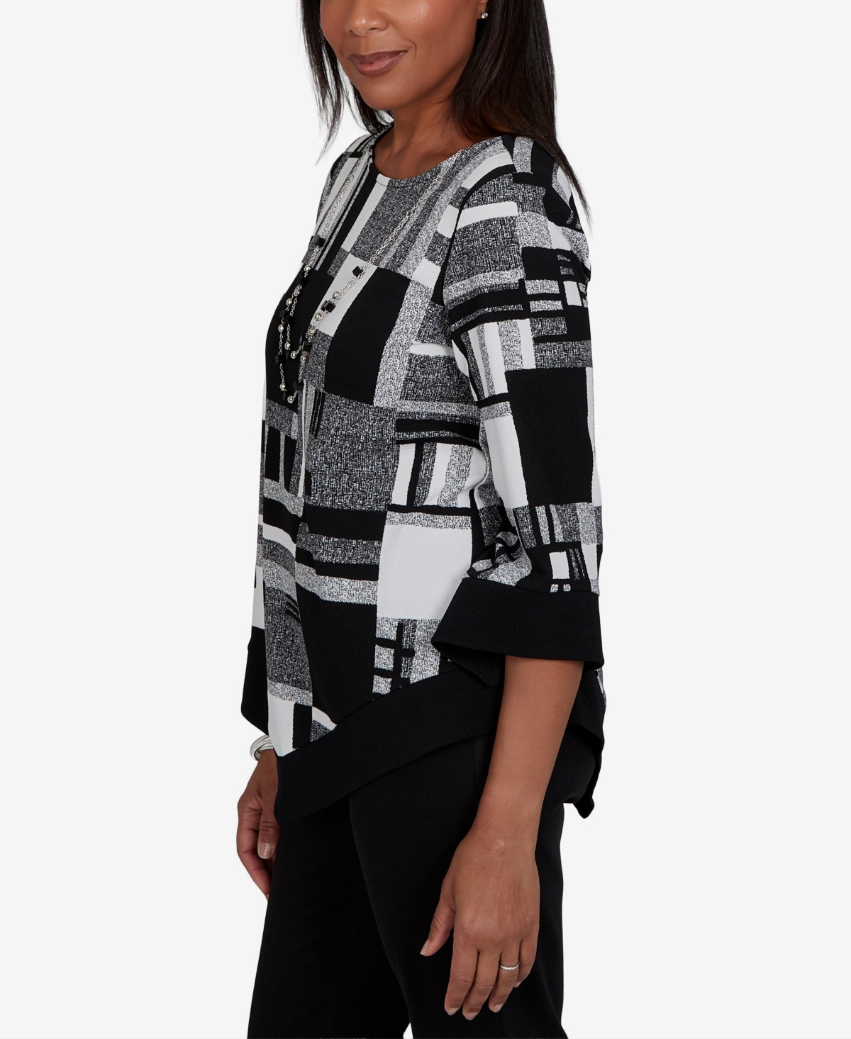 Alfred Dunner Petite 3/4-Sleeve Asymmetric-Hem Tunic