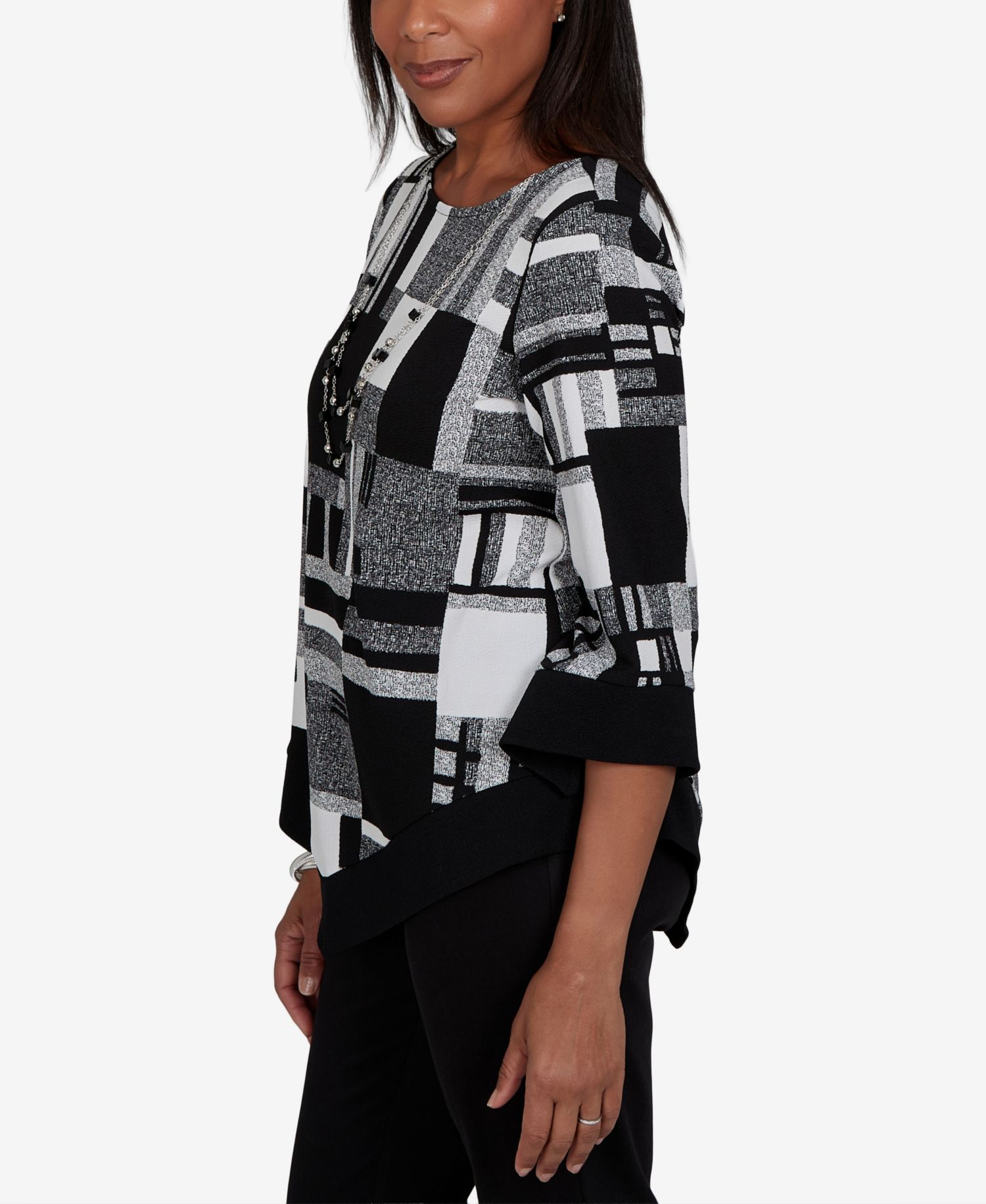 Petite 3/4-Sleeve Asymmetric-Hem Tunic