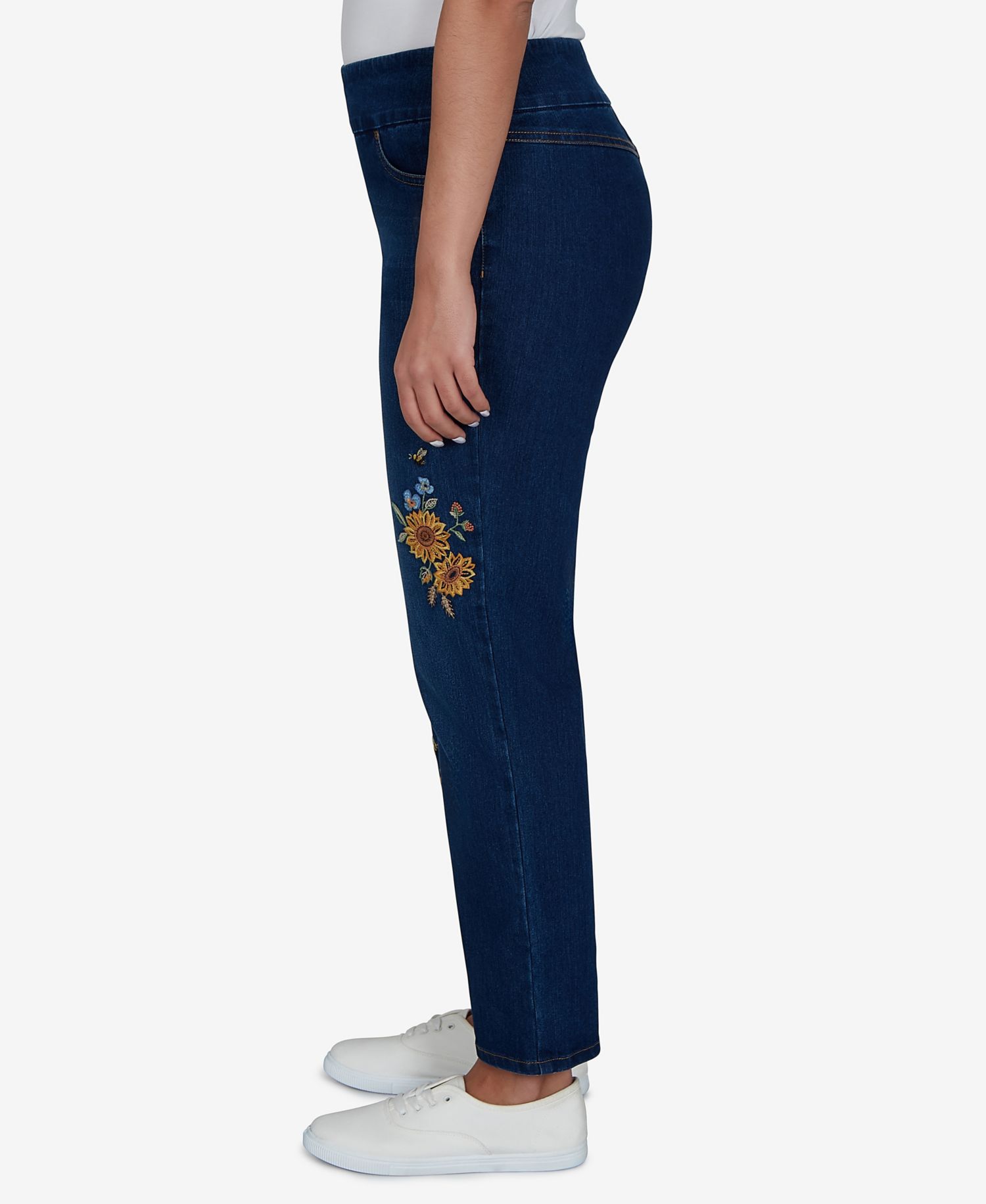 Women's Pull-on Mid-Rise Straight Denim Pants