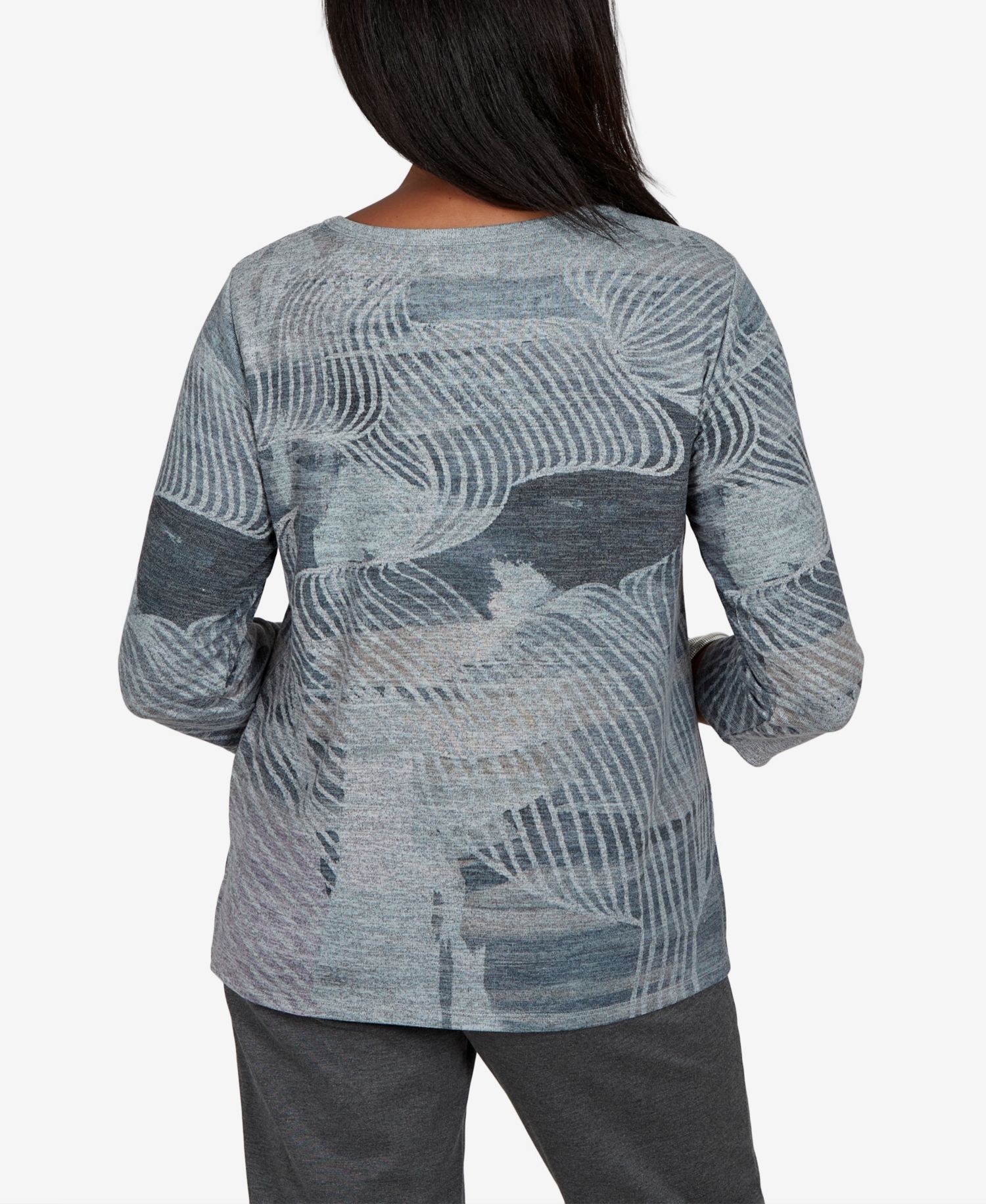Women's 3/4-Sleeve Floral-Print Knit Top