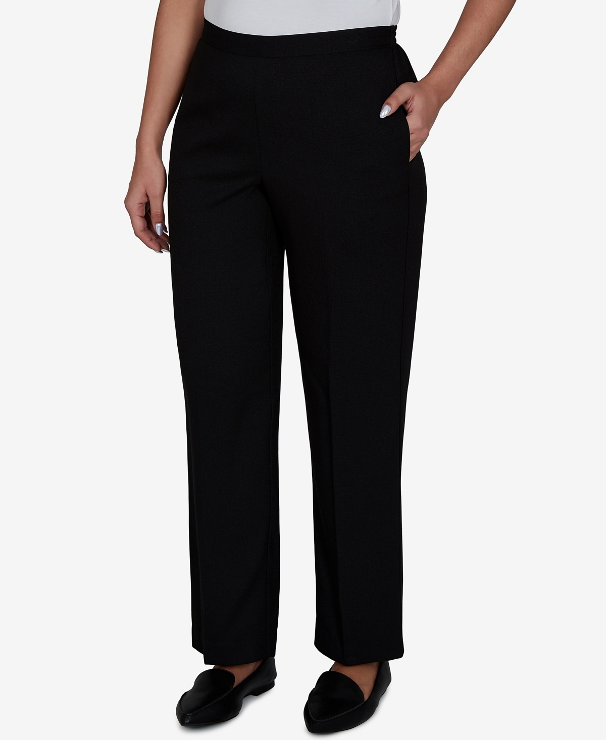 Alfred Dunner Women's Pull-On Mid-Rise Straight Dress Pants