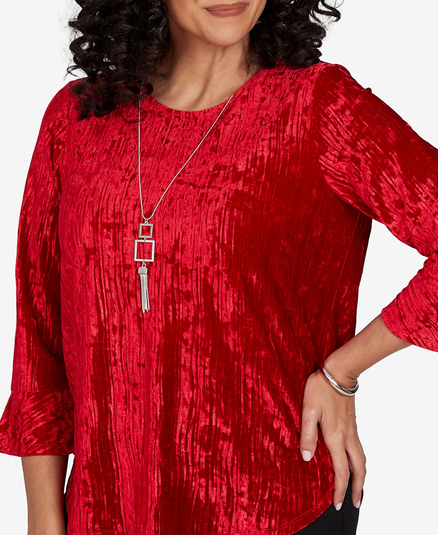 Women's 3/4-Sleeve Textured Knit Blouse