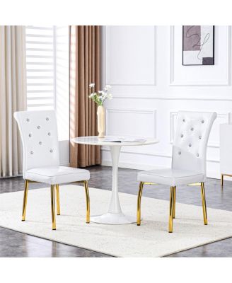  Set of 2 Retro Alligator-Textured Dining Chairs with Crystal Buckle