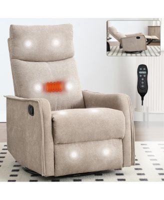 Heat Massage Fabric Manual Recliner Chair with Rocker and Swivel