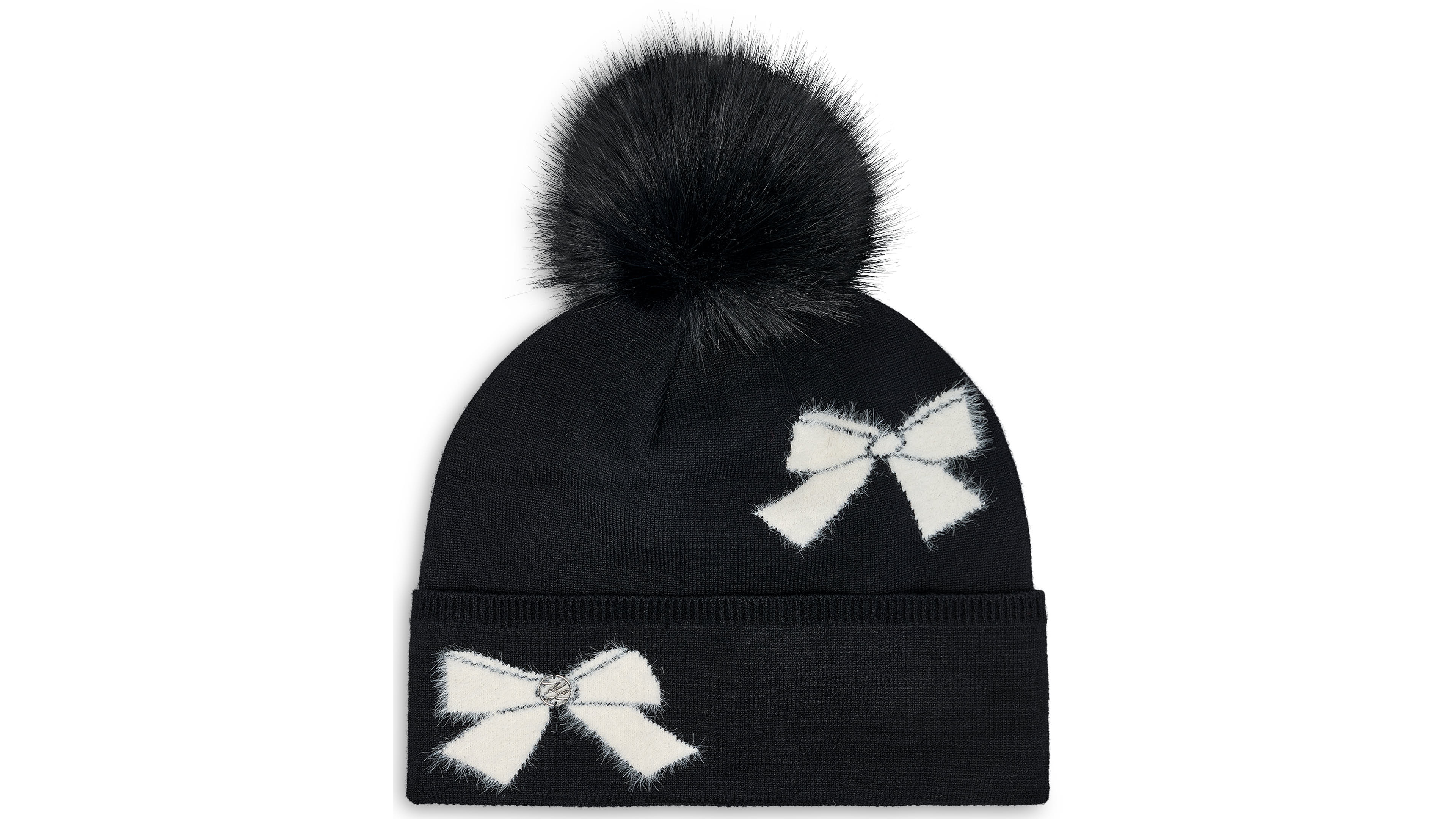 Karl Lagerfeld Paris Fuzzy Bows Beanie Hat