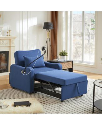 3-in-1 Sleeper Sofa Chair Bed with USB and Adjustable Backrest