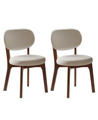 Solid Wood Chenille Dining Chairs, Set of 2
