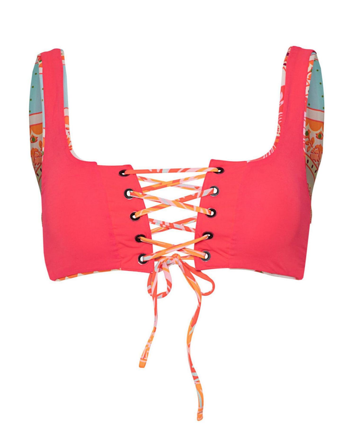 Women's Floral Groove Dazzle Lace-Up Bralette Bikini Top