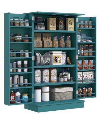 Kitchen Pantry Cabinet with 5-Tier Shelves 12 Spice Racks