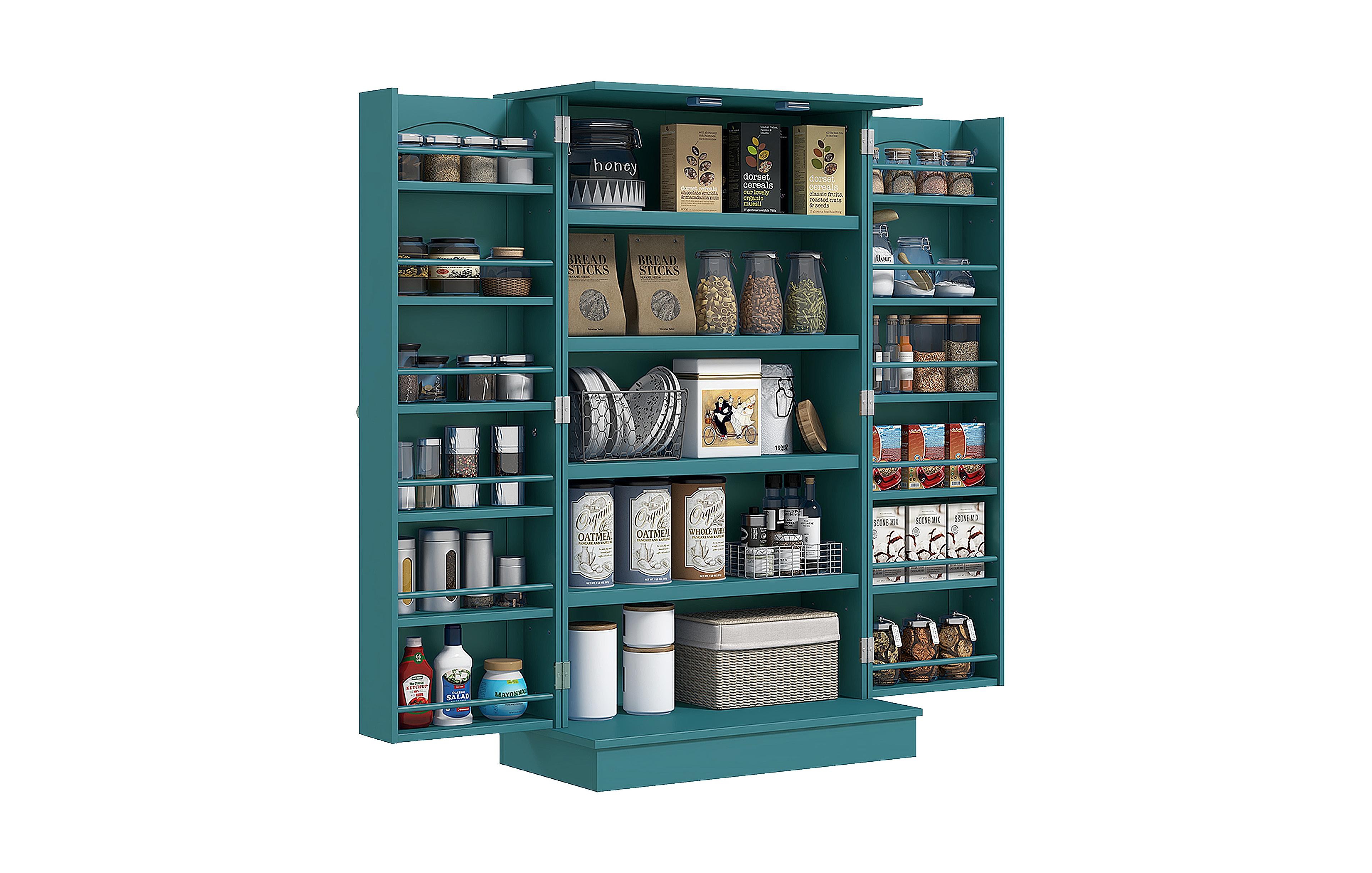 Homcom Kitchen Pantry Cabinet with 5-Tier Shelves 12 Spice Racks