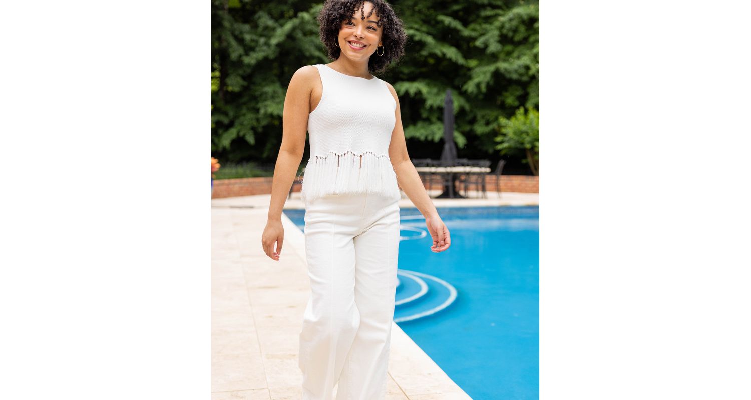 Women's Tanja Scoop Neck Fringe Peplum Sleeveless Knit Top